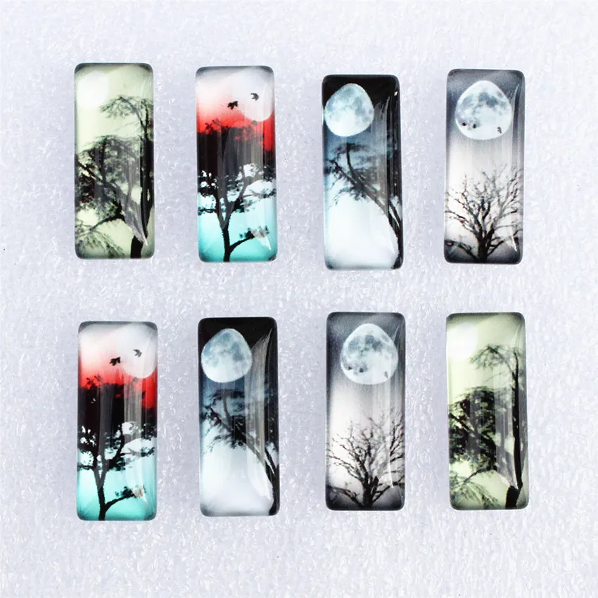 10x25mm Random Mixed All Saints (Christian festival) Rectangle Glass Cabochon Flatback Photo DIY Accessories 10pcs(5pairs)