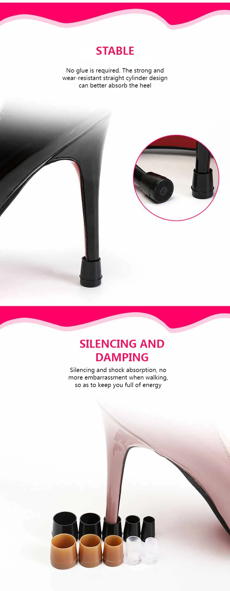 2Pcs Woman High Heels Shoe Covers Square TPU/PVC Material Soft Damping Heel Protector Non-slip Heel Protector