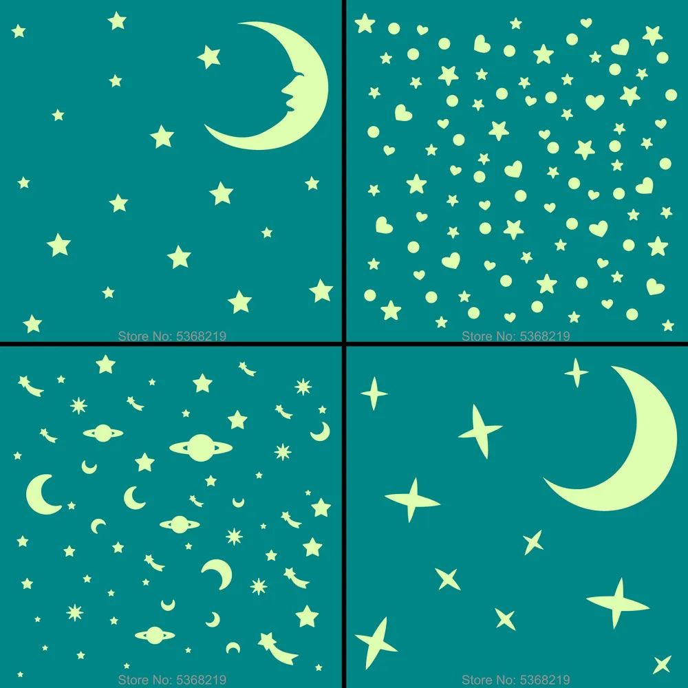 Glow in the Dark Stars Luminous Moon Wall Sticker Kids Room Ceiling Children Bedroom Home Decor Glowing Stickers DIY Round Decal