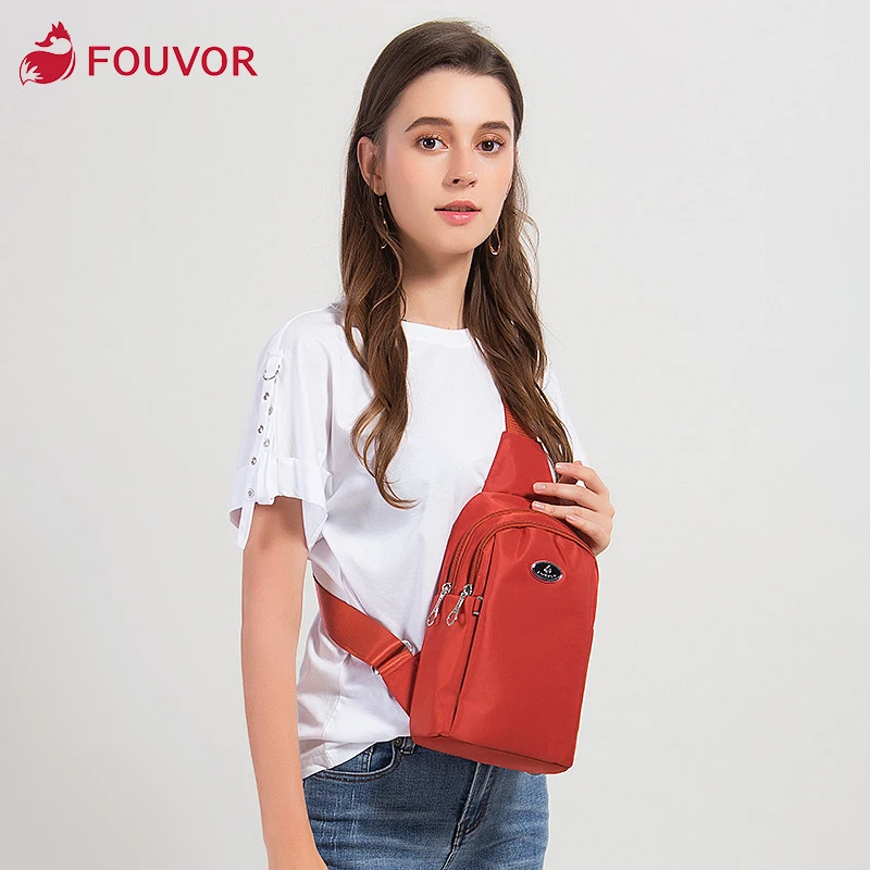 Fouvor Waterproof Oxford Chest Bag Simple Canvas Travel Casual Messenger Bag Zipper Crossbody Bags 2786-16