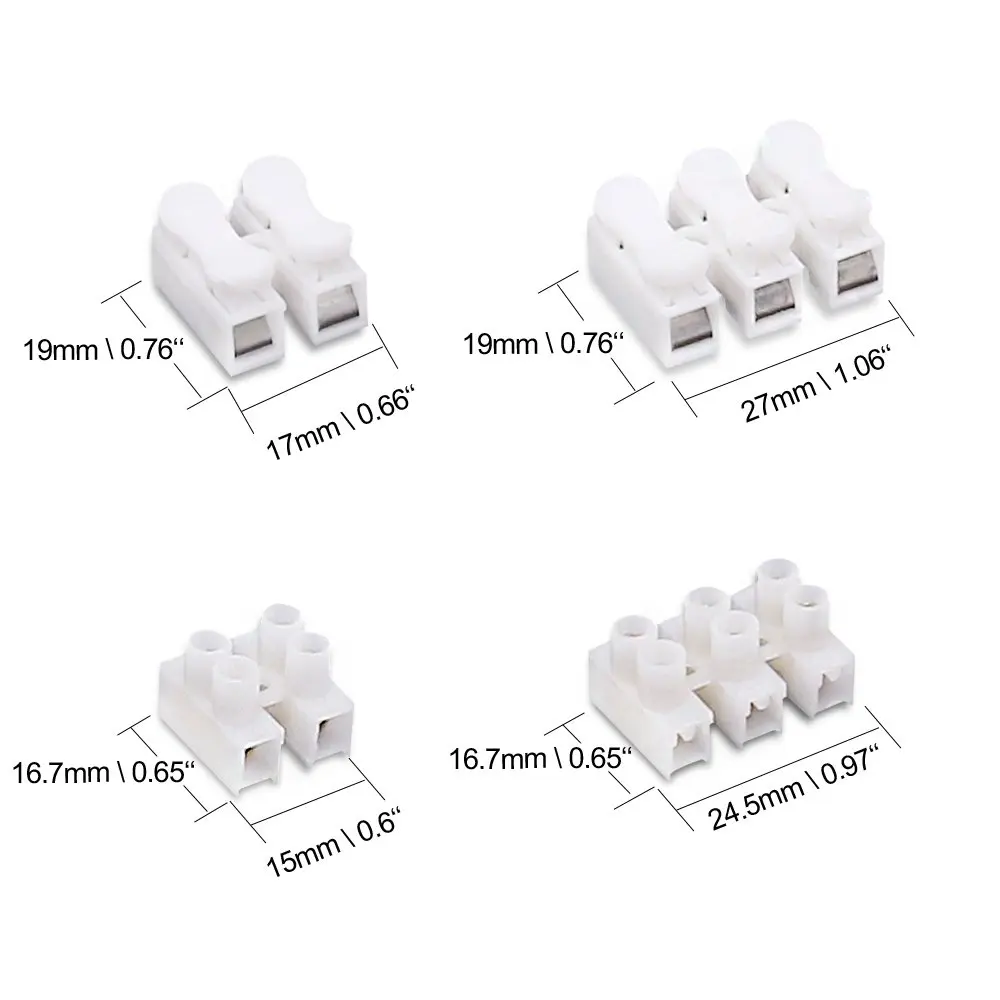 2P CH2 + 3P CH3 Quick Connector Spring Wire Connector Screw Terminal Barrier Block for LED Strip Light Wire Connecting - 4 Style