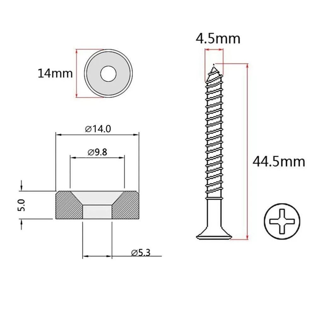 Joint Ferrule Screw With 4 Set Plate Bushings&Bolts Electric Guitars Instrument Metal Mounting Neck 14 Mm Diameter