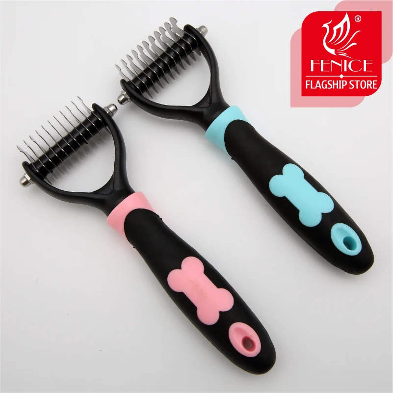 

Pet Dog Dematting Comb with 2 Sided Professional Grooming Rake for Easy Mats Tangles Removing Hair Removal Brush for Dogs Cats