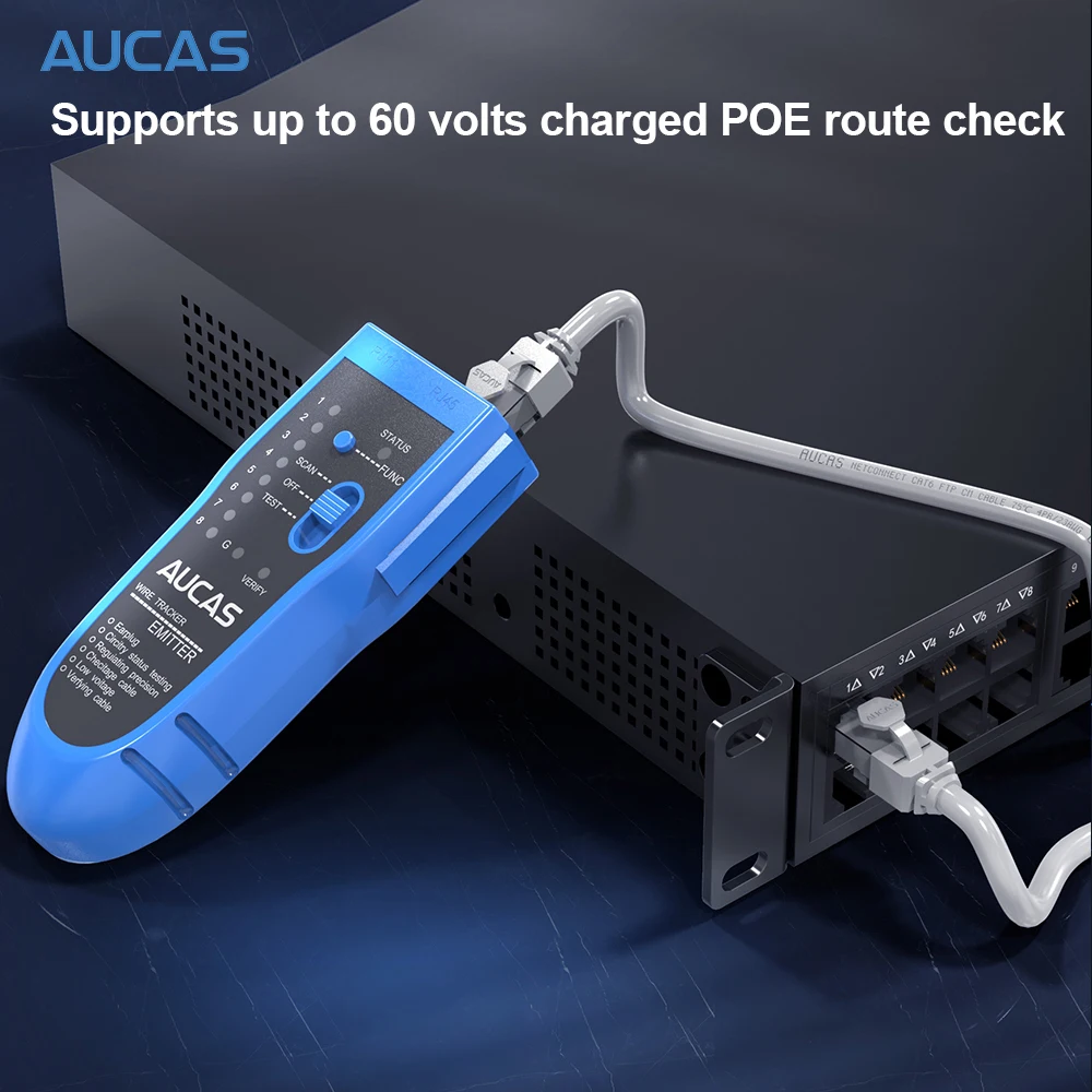 AUCAS-probador de Cable de red LAN Cat5 Cat6 RJ45 UTP, Detector de línea, localizador de Cable telefónico, Kit de herramientas de tonos gratis