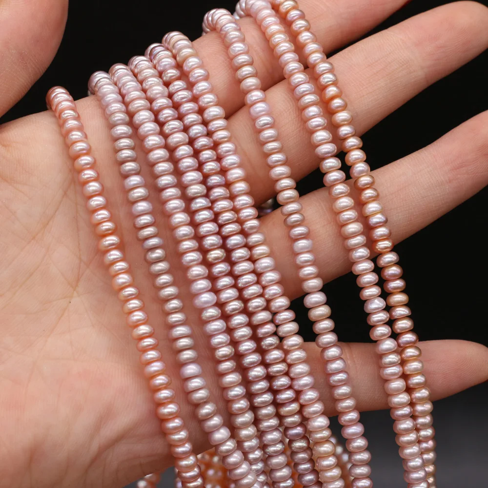 Fine 100% Natural Freshwater Pearl Beads Flat Shape Loose Beads Fit Jewelry Making DIY Bracelet Necklace Women Gifts Size 4-5mm