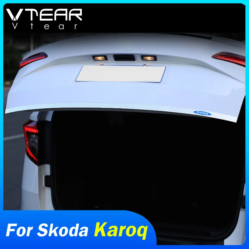 Vtear for Skoda Karoq Rear Door License Tailgate Bumper Frame Plate Trim Lamp Trunk Hood Accessories Exterior Mouldings Auto 23