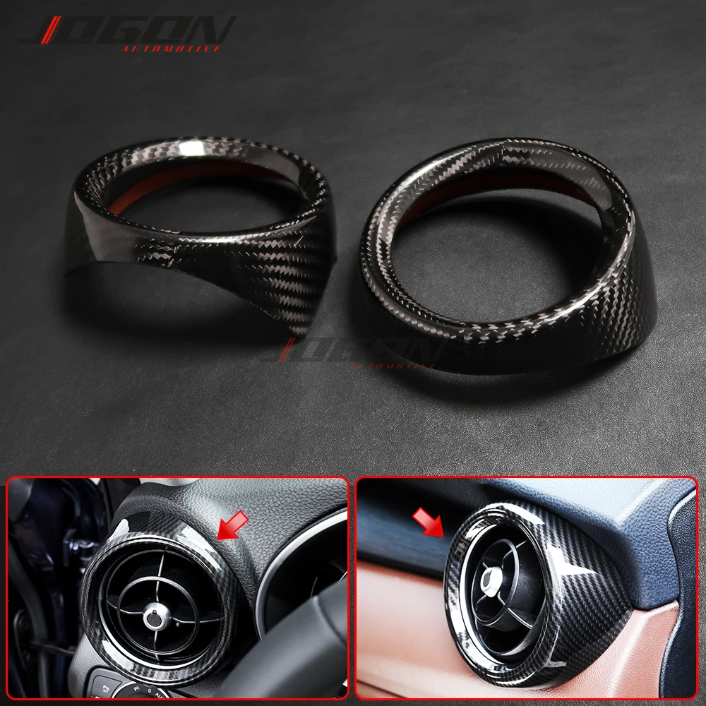 

2 pcs For Alfa Romeo Stelvio 949 2017- 2020 Real Carbon Fiber Car Front Dashboard Console Side Air Condition Outlet Cover Trim