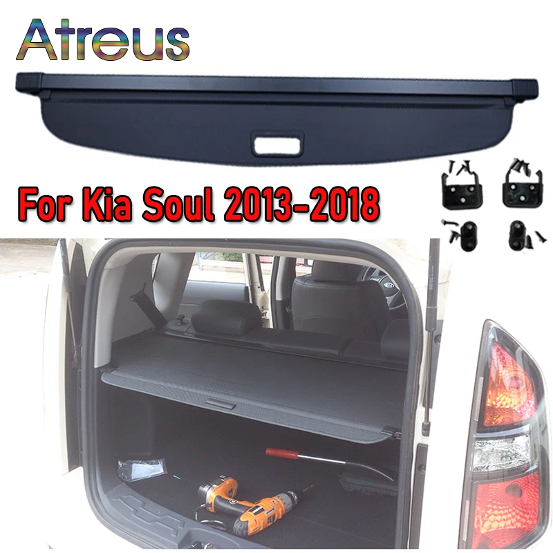 Trunk Parcel Shelf Cover for Kia Soul 2013 2014 2015 2016 2017 2018 2012 Retractable Rear Racks Spacer Curtain Accessories