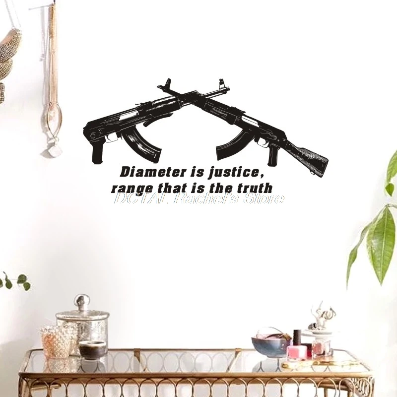 AKM Wall Sticker Rifle Decal Military Weapon Assault Soviet Union Army Vinyl Sticker House Murals For Room Decoration