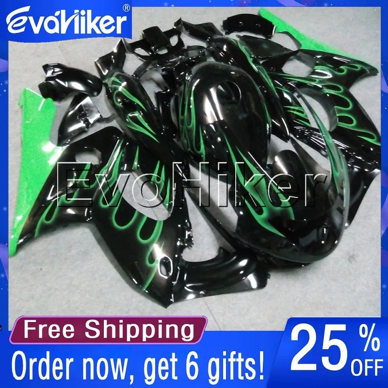 Custom motorcycle fairing for YZF600R Thunderent 1997-2007 98 99 00 01 02 03 04 05 06 ABS fairing green flames+gifts