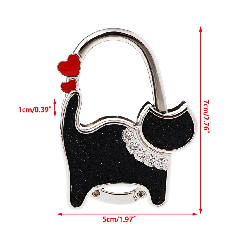 Mini Foldable Table Handbag Hook Bag Purse Metal Holder Cat Shaped Hanger