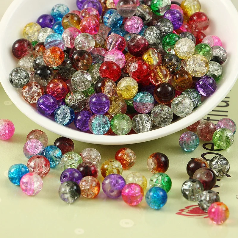 Round Crackle Crystal Glass 4mm 6mm 8mm 10mm Loose Cracked Beads Wholesale lot for Jewelry Making DIY Crafts Findings