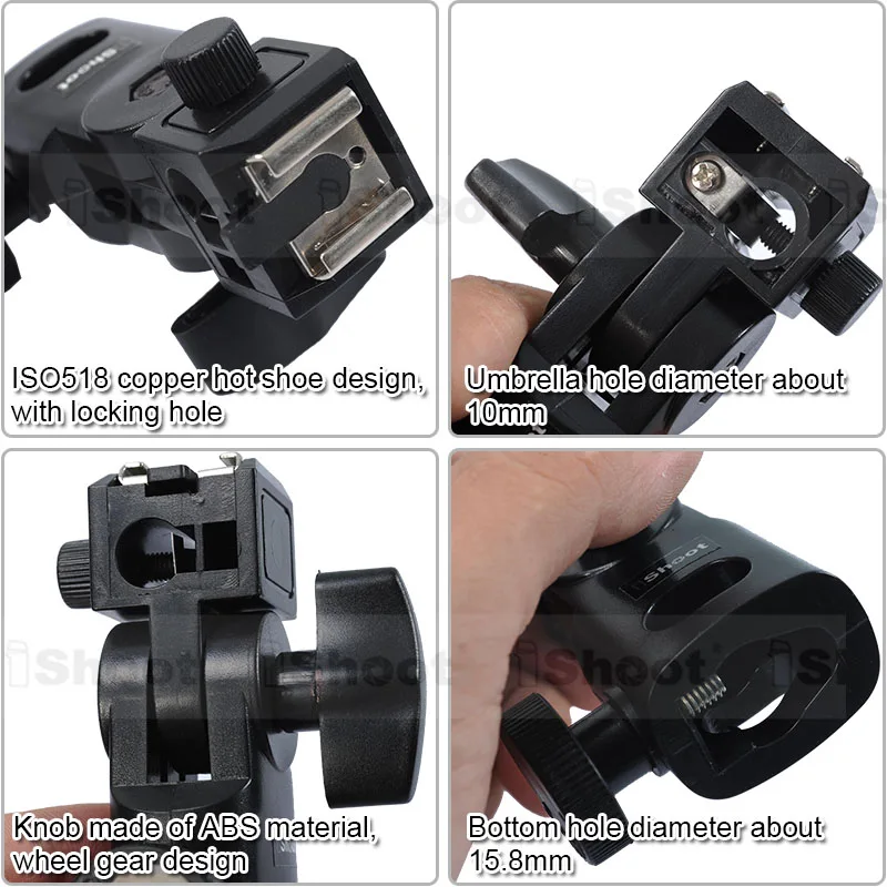 iShoot Mini Flash Bracket/Umbrella Holder Universal Metal Hot Shoe Mount for Canon Nikon Pentax Olympus Sony HVL-F60M Speedlite