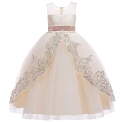 2021 Summer Dress For Girls Lace Wedding Party Gown Kids Dresses For Girls Elegant Princess Dress Children Clothing 3 10 12 Year