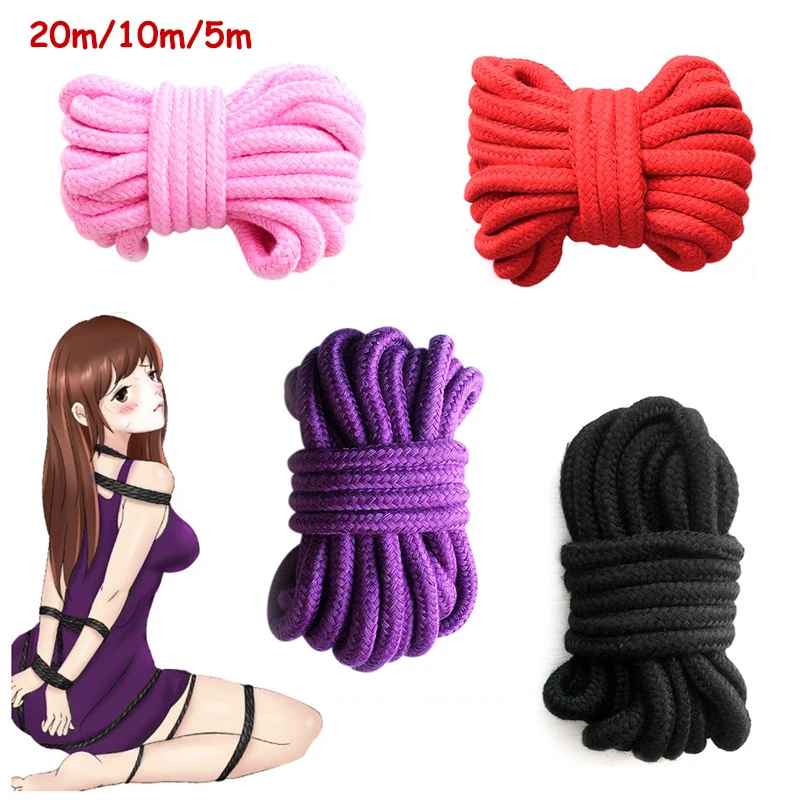 Cuerda de algodón suave para parejas femeninas, producto sexual, esclavo BDSM, Bondage, juegos de adultos, juego de rol, Juguetes sexuales, 20 m, 10 m, 5 m