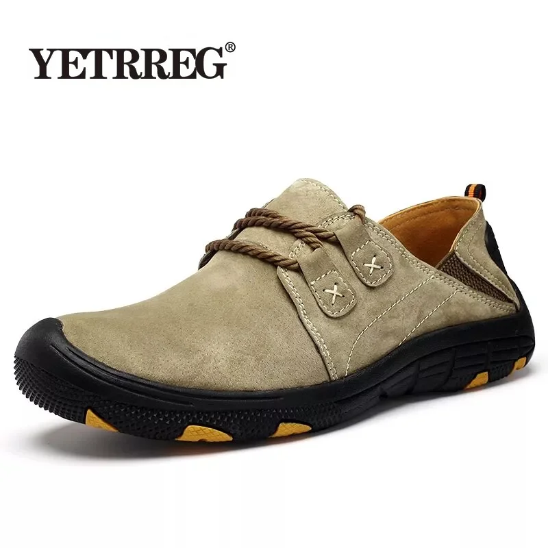 Vancat New Genuine Leather Casual Shoes Men Loafers Suede Men Shoes Breathable Outdoor Training Shoes Walking Zapatos sneakers