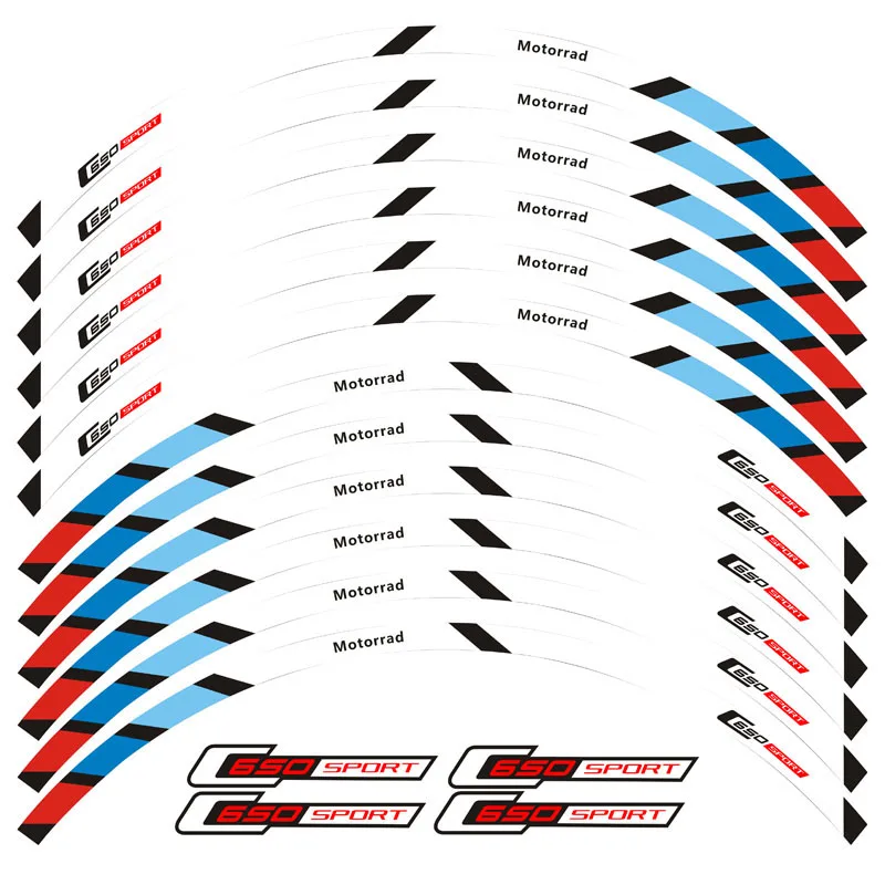 New high quality 12 Pcs Fit Motorcycle Wheel Sticker stripe Reflective  Rim For BMW C650 sport