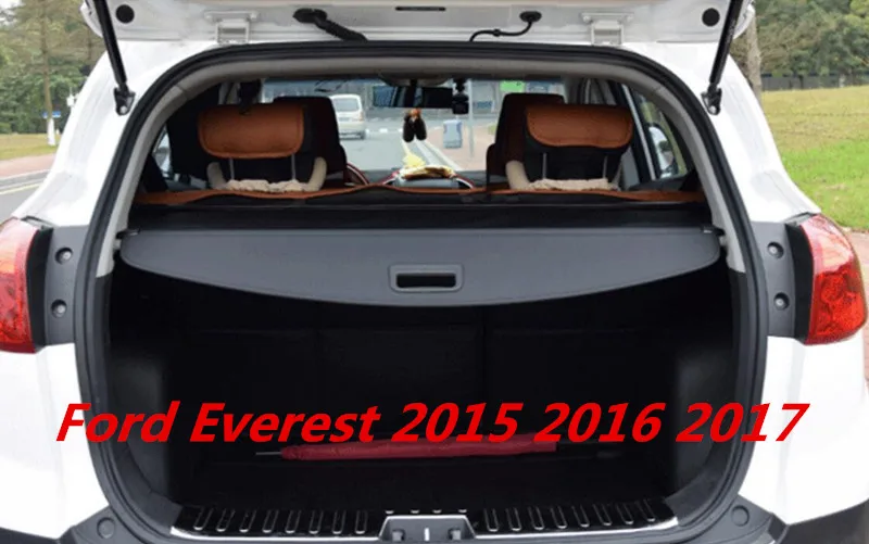 Car Rear Trunk Security Shield Cargo Cover For Ford Everest 2015 2016 2017 High Qualit (Black Beige)