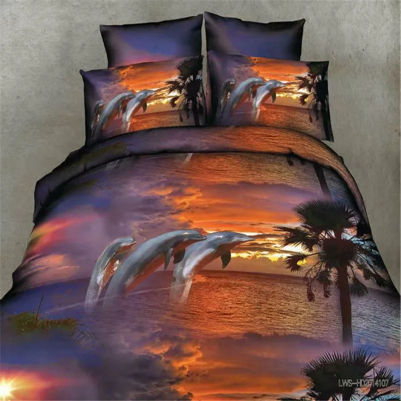 3d dolphins bedding set queen single duvet/doona cover bed sheet pillow cases bed linen set