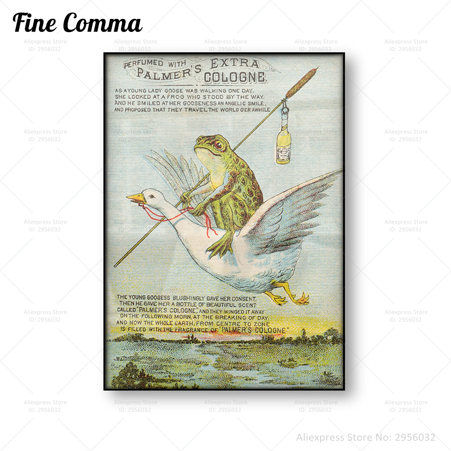 Frog Goose Funny Art Vintage Poster Antique Perfume Adertisement Wall Art Cavnas Print Funny Animal Wall Painting Home Decor