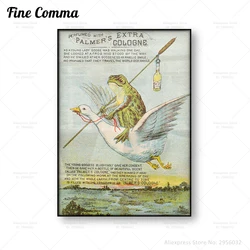 Frog Goose Funny Art Vintage Poster Antique Perfume Adertisement Wall Art Cavnas Print Funny Animal Wall Painting Home Decor