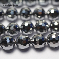 Faceted round Terahertz Loose Stone Beads 6mm 8mm 10mm Health Energy Jewelry Making Design