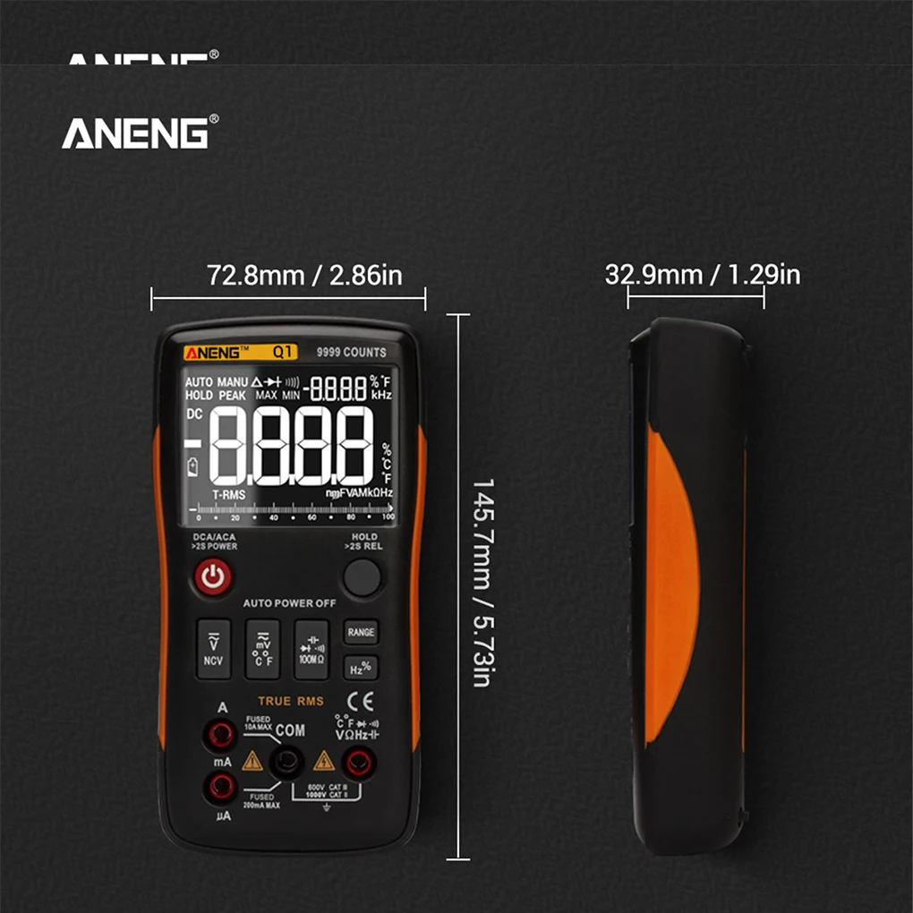 Imagem -03 - Digital Multímetro Tester Medidor de Resistência Eletrônico Isolado Bateria Operado Multifuncional Detector Aneng-q1