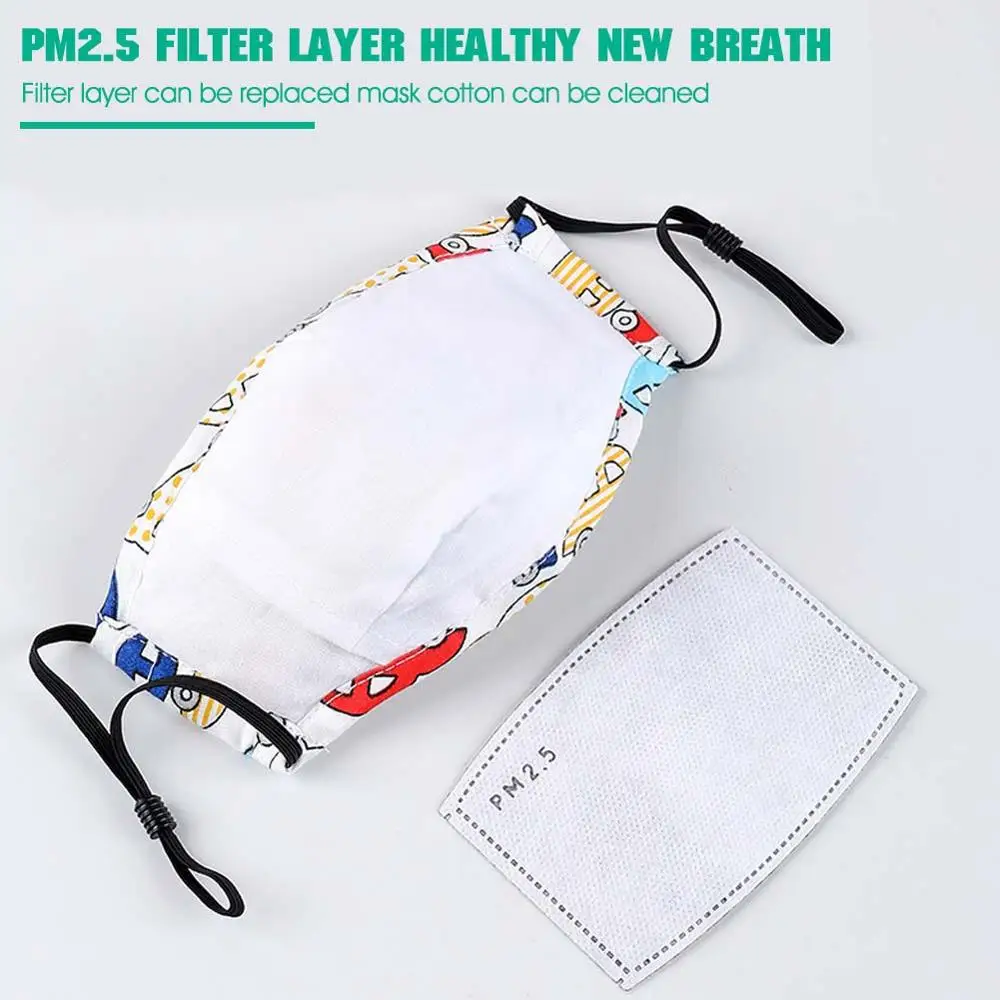 

Kids PM2.5 Cotton Mouth Mask with Breath Valve Child Anti-Dust Pollution Mask Cloth Activated Carbon Filter Respirator 1Pc Filte