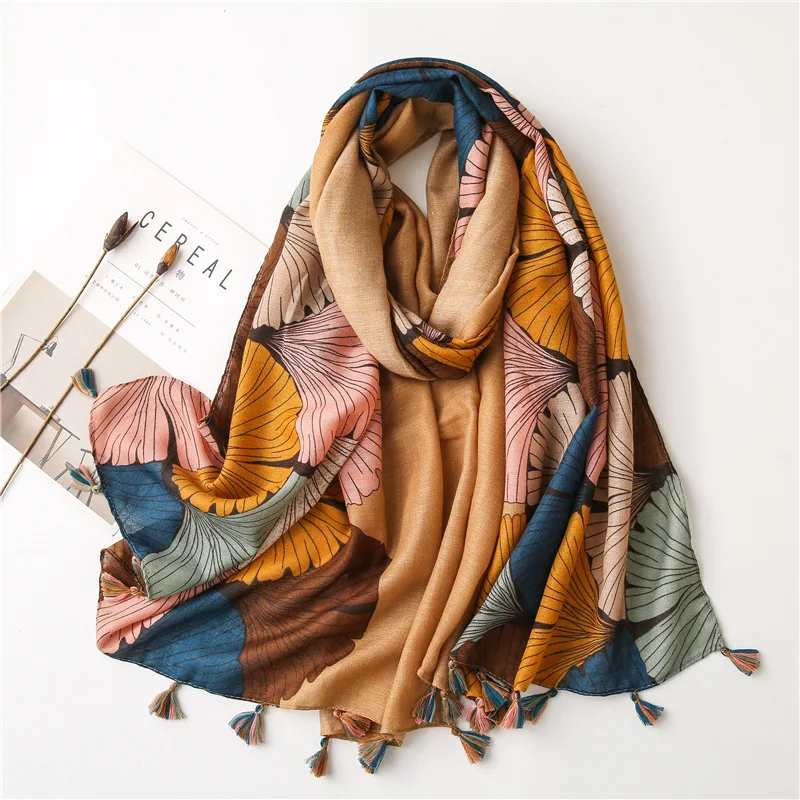 Luxus Marke Baumwolle Schal Frauen Große Schals Design Hijab Echarpe Druck Quaste Schals Dame Strand Stola Schalldämpfer Foulard Pareo – Detail 17