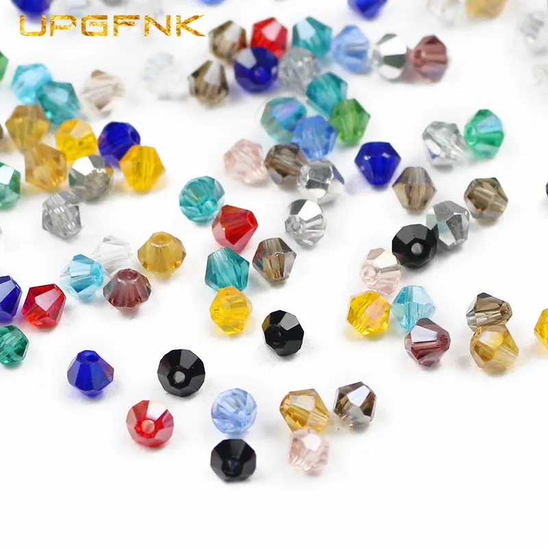 UPGFNK 4mm 100pcs Bicone Austrian crystal Glass beads Loose Spacer beads For jewelry making bracelet Beading DIY accessories