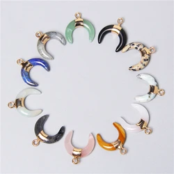 3pcs Unique Horn Shape Pendant Natural Stone Lapis Lazuli Aventurine Pink Rose Quartzs Pendants For Necklace Bracelet Handmade