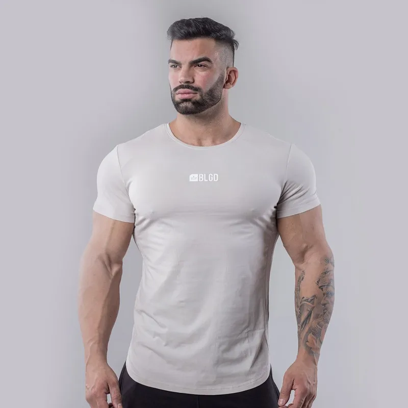 

Muscle fitness brothers sports short-sleeved men's summer cotton round neck casual breathable running training basketball Slim T
