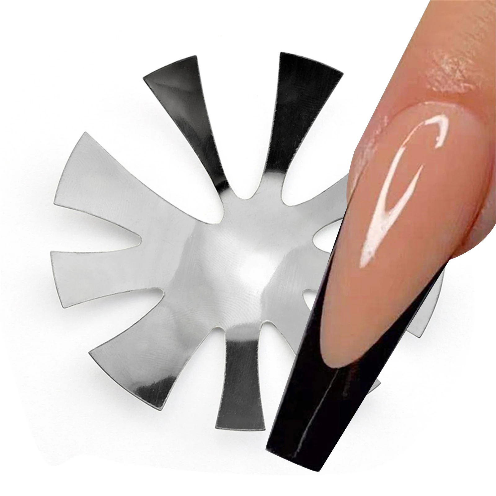 Pro 9 Sizes Easy French Smile Cut V Line almond shape Tips Manicure Edge Trimmer Nail Cutter Acrylic Pink White French Nails Hot