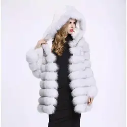 Women's thick and warm detachable hooded jacket, real fox skin, pockets, long vest, fashionable and deformable jacket