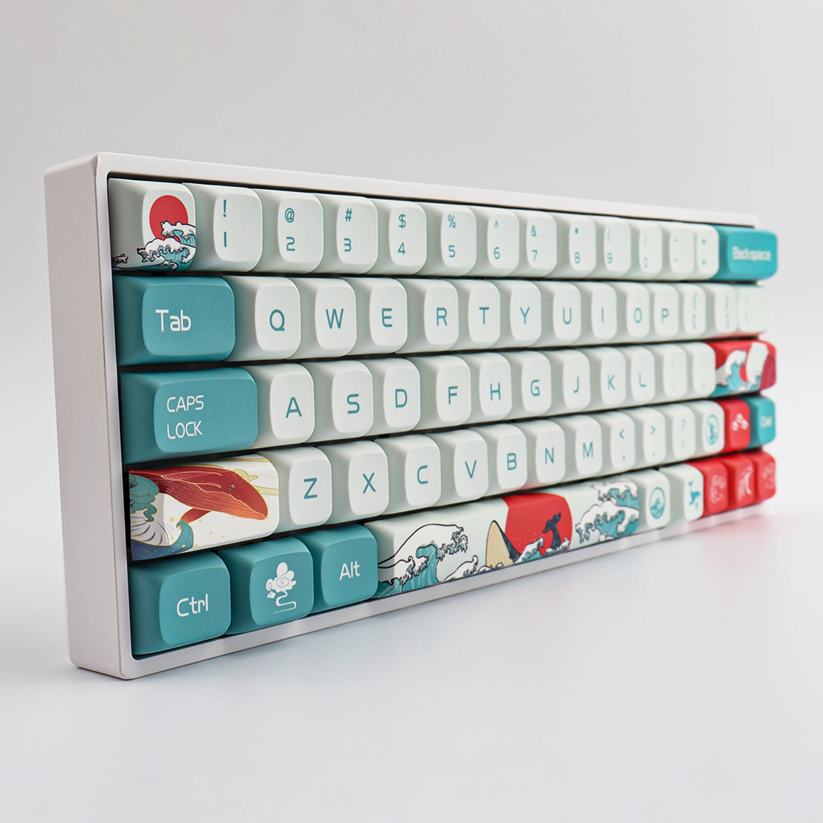 Teclas PBT para teclado mecánico, perfil XDA, 108 teclas, sublimación, japonés Ukiyo-e, para GK61 Cherry MX