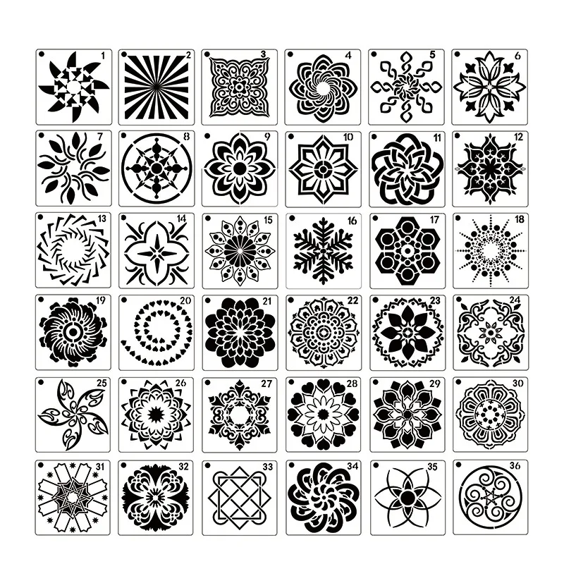 36Pcs Mandala Painting Templates Perfect For DIY Rock Painting Art Canvas Wood Furniture Cards Painting