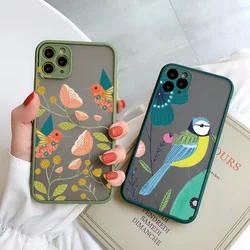 Flower Birds Phone Case For iPhone 16 Pro MAX XS XR X 12 14 11 13 15 Pro Max 8 7 Plus SE2 Floral Color Back Owl Swan Cover Funda