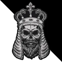 New Crown Skull Punk Biker Patch Large Embroidered On Clothes Back Embroidery For Clothes Iron On Patches