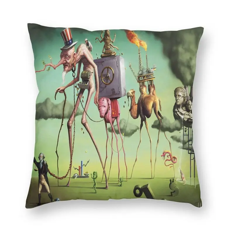 Custom The American Dream By Salvador Dali Square Throw Pillow Cover Home Decorative 3D Double-sided Print Cushion Cover for Car