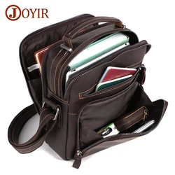 JOYIR Small Leather Messenger Shoulder Bag Men Vintage Crazy Horse Leather  Crossbody Bag for 9.7