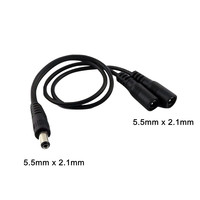 1x CCTV DC Power 5.5mm x 2.1mm Male To Dual Female Jack Adapter Y Splitter Connector Cable Cord 30cm