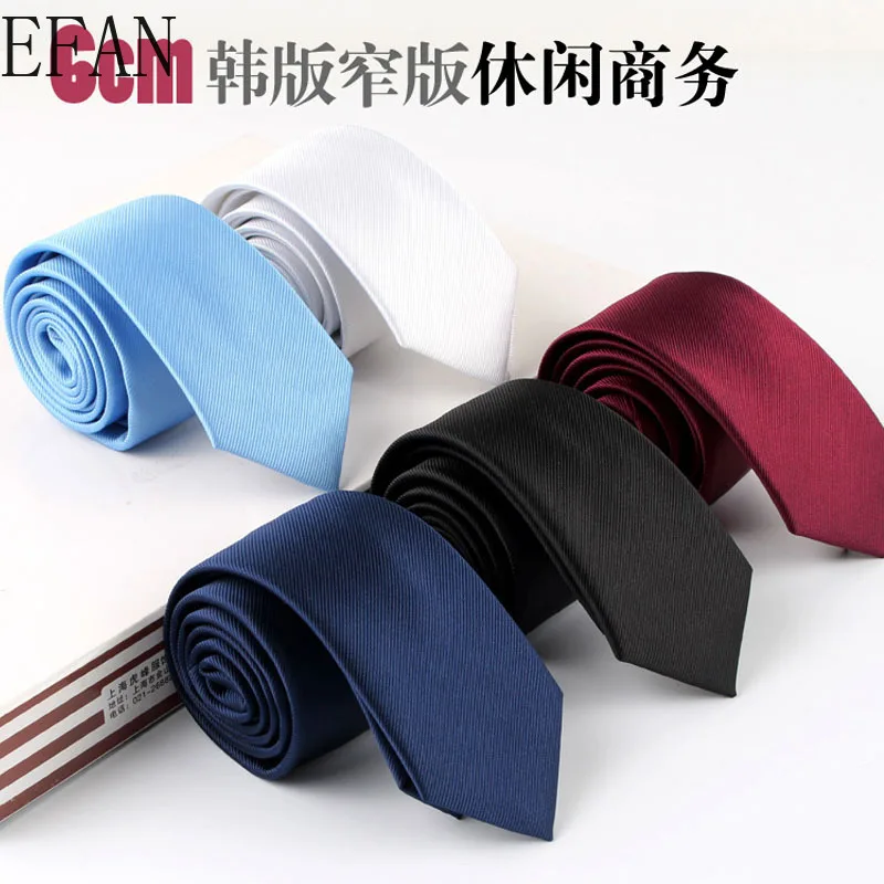 6cm New Korean Version Necktie Silk Tie Handmade Multiple Colour Men\'s Solid Simple Tie Wedding Groom Party Suit Accessories