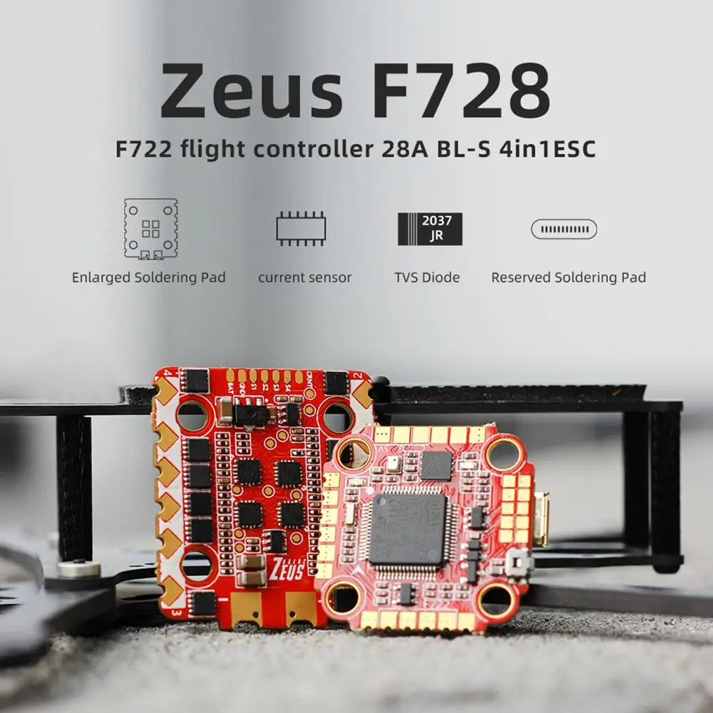 HGLRC Zeus F728 stos FPV Racing Drone 3-6S F722 kontroler lotu 28A BL_S 4w1 ESC obsługa funkcji I2C