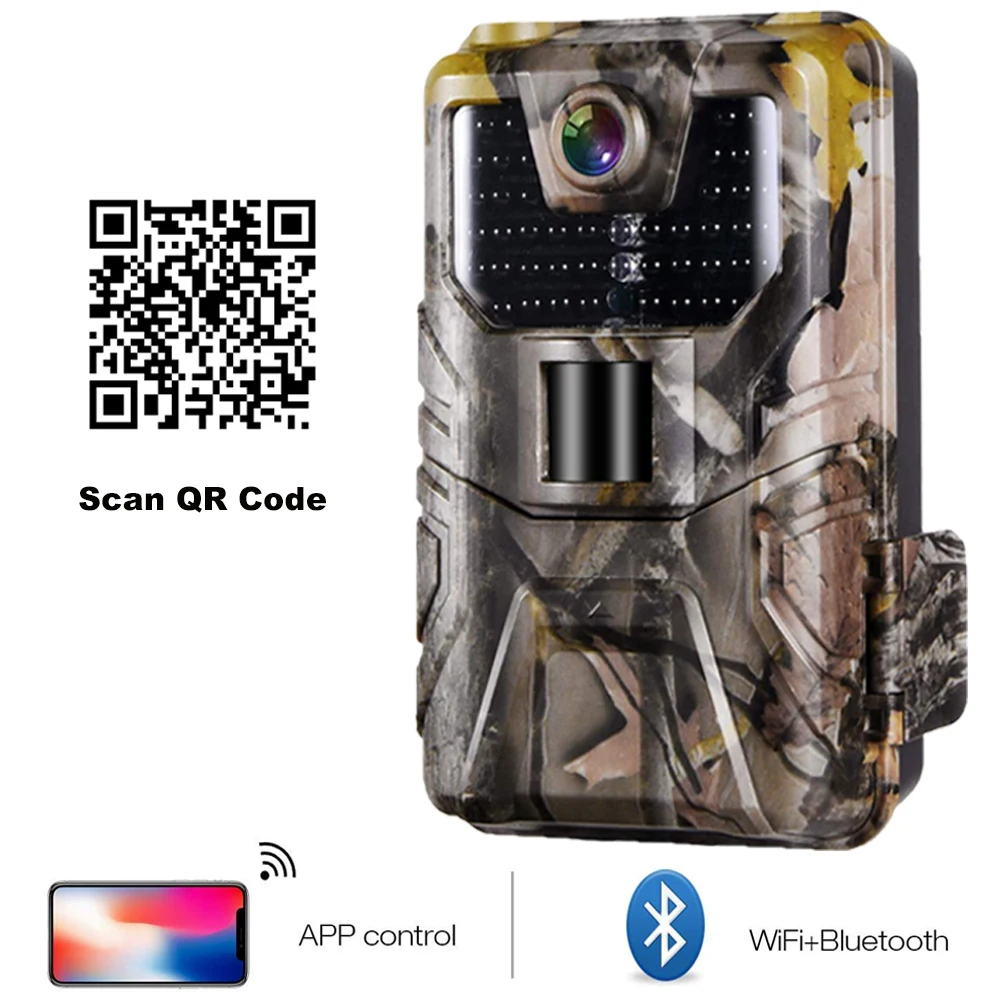 WIFI Live Stream Trail Camera 24MP 1296P APP Live Show Hunting Cameras 940nm IR LEDs No Glow Night Vision Wildlife Monitoring