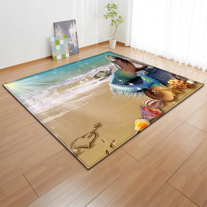 

Mermaid cute girl carpets for living room bedroom decorative Rug Cartoon 3D printed Kids Room Play Mat Child Game Crawl Area Rug