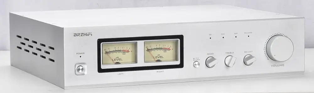 Brzhifi audio electronic tube amp balance  preamplifier aluminum chassis with VU meter head box  size：430 *100 *330mm