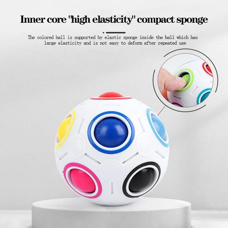 Magic Cube Rainbow Ball Cube Speed Football Puzzle Ball Fidget Toys for Children Adult Stress Reliever Decompression Ball