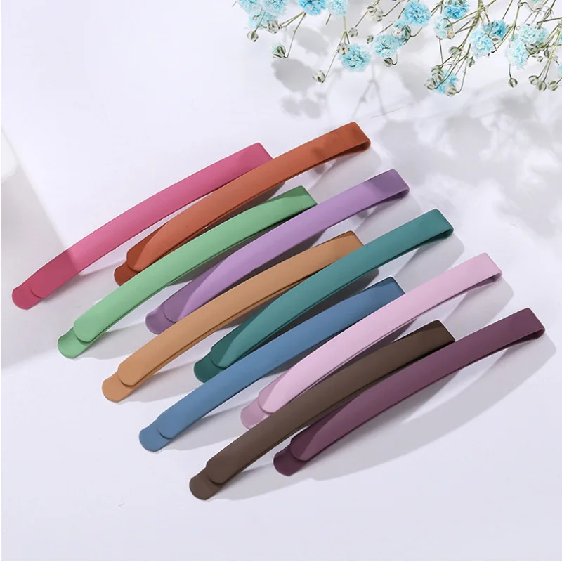 6.5cm New Fashion  Color Matte Spray Paint Hairpin BB Clip Hairpin Barrettes Women Children Girl Handmade Accessories Headwear