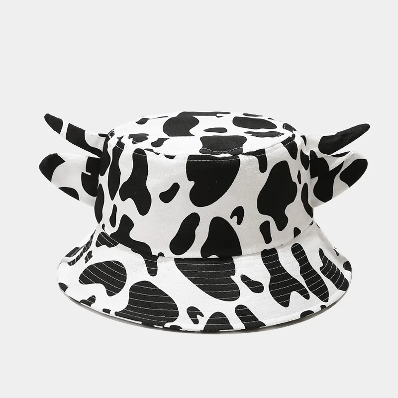 2022 Four Seasons Cotton Cartoon Cow Print Bucket Hat Fisherman Hat outdoor travel Sun Cap Hats for Men and Women 114