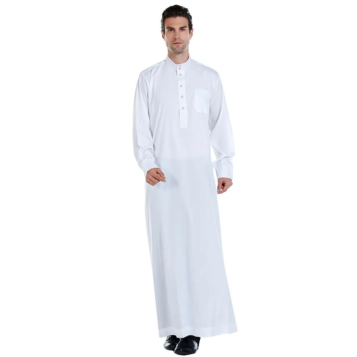 Robe musulmane à manches longues pour hommes, abaya saoudien, Thobe Jubba Thoub, Daffah de Dubaï, Kaftan, Moyen-Orient, Islam